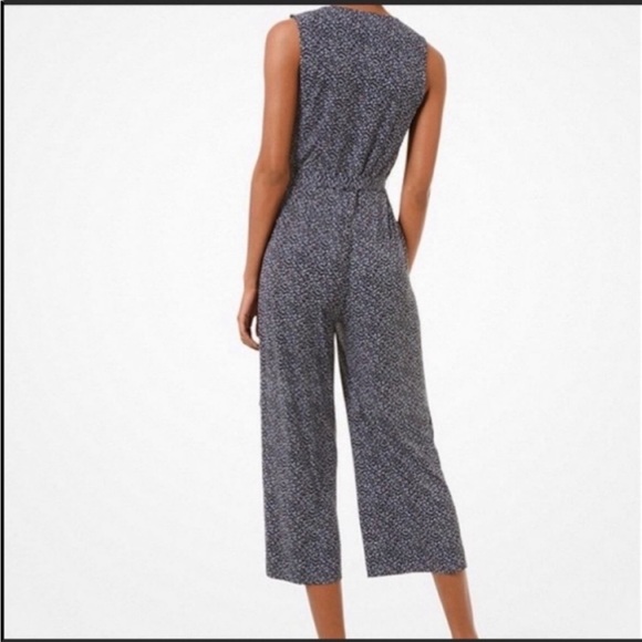 NWT MICHAEL KORS Floral Matte Jersey Belted Jumpsuit - Picture 2 of 8